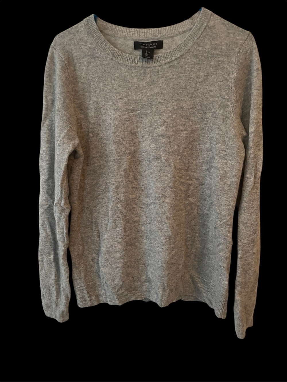 Tahari Light Gray Cashmere Crewneck Sweater